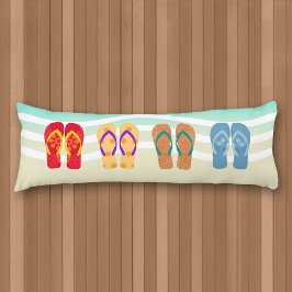 Farbenfrohe Sommerstrand Flip Flops Kissen Kissen
