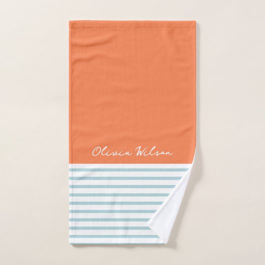 Farbenfrohe Sommerstreifen Blaue Orange Individuel Badhandtuch Set (Handtuch)