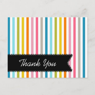 Farbenfrohe Sommerstreifen Danke, Postcard Postkarte