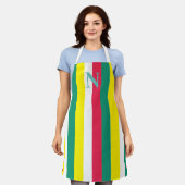 Farbenfrohe Sommerstreifen Monogramm Schürze (Getragen)