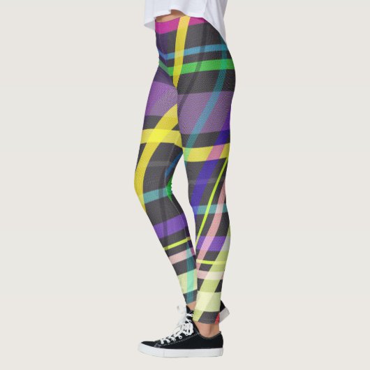 Farbenfrohe Sommertrippy-Crossline-Muster Leggings (Links)