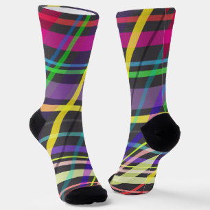 Farbenfrohe Sommertrippy-Crossline-Muster Socken