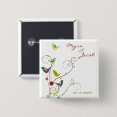 Farbenfrohe Sommervogel- und Wirbel-Hochzeitsschal Button (Vorne & Hinten)