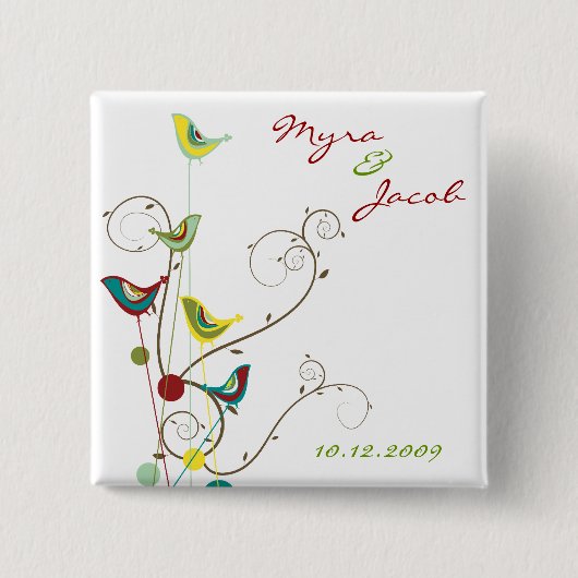 Farbenfrohe Sommervogel- und Wirbel-Hochzeitsschal Button (Vorderseite)