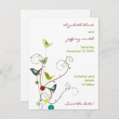 Farbenfrohe Sommervögel Wirbel Hochzeit retten das Ankündigungspostkarte (Vorne/Hinten)