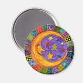 Farbenfrohe Sonne, Mond und Sterne Magnet (Vorderseite/Rückseite)