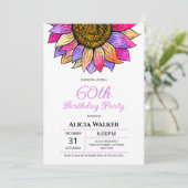 Farbenfrohe Sonnenblume Blossom Blumenblume Geburt Einladung (Stehend Vorderseite)