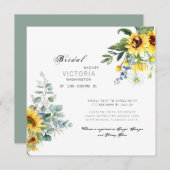 Farbenfrohe Sonnenblume Brautparty Einladung (Vorne/Hinten)