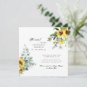 Farbenfrohe Sonnenblume Brautparty Einladung (Stehend Vorderseite)