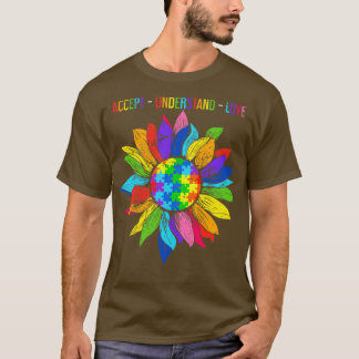 Farbenfrohe Sonnenblume Geschenk Autismus Bewussts T-Shirt