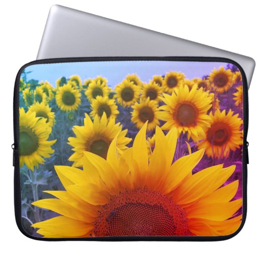 Farbenfrohe Sonnenblume Land Botanisch Laptopschutzhülle (Vorderseite)