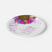 Farbenfrohe Sonnenblume Lila Leaf Geburtstag Pappteller (Schrägansicht)