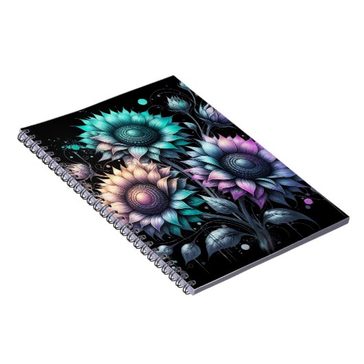 Farbenfrohe Sonnenblumen 2 Notebook Notizblock (Rechte Seite)