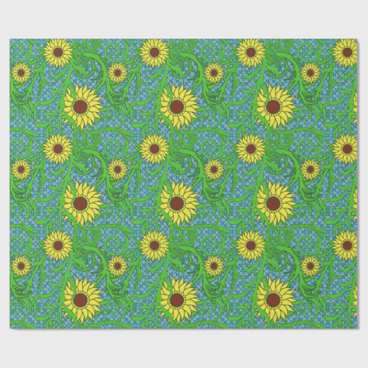 Farbenfrohe Sonnenblumen Blumenbilder Geschenkpapier (Flach)