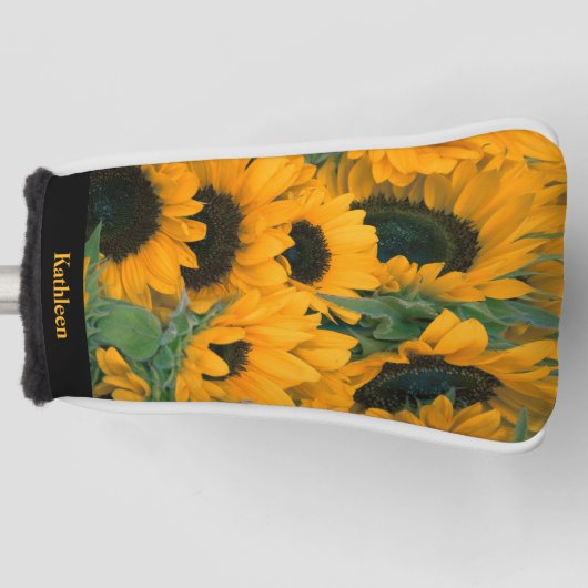 Farbenfrohe Sonnenblumen Foto Name Putter Golf Headcover (Vorderseite)