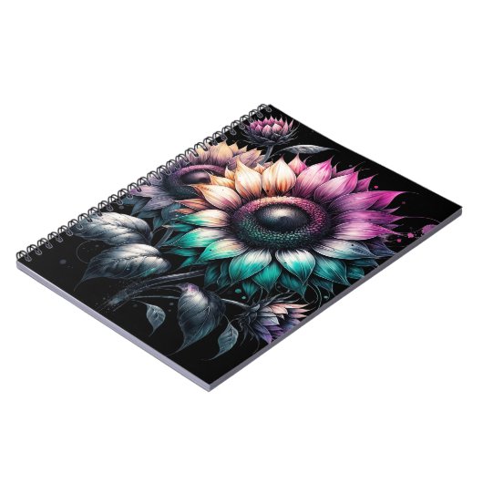 Farbenfrohe Sonnenblumen Notizblock (Linke Seite)