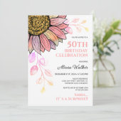 Farbenfrohe Sonnenblumen Pfirsichblume Überraschun Einladung (Stehend Vorderseite)