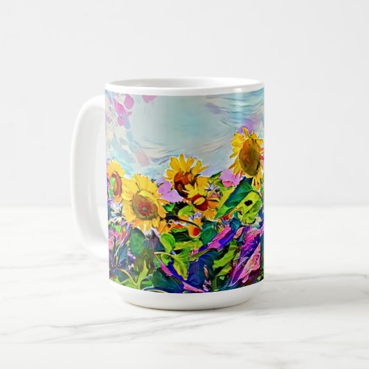 Farbenfrohe Sonnenblumen Tasse Cup (Vorderseite Links)