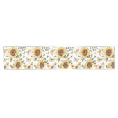 Farbenfrohe Sonnenblumen und Schmetterlinge in Blü Kurzer Tischläufer (Horizontal)