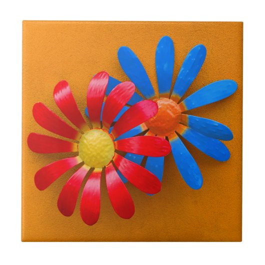 Farbenfrohe Sonnenblumendekoration Fliese (Vorderseite)