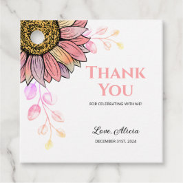 Farbenfrohe Sonnenblumenpfirsichblume Leaf Geburts Geschenkanhänger