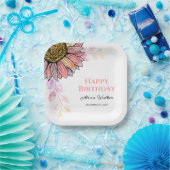 Farbenfrohe Sonnenblumenpfirsichblume Leaf Geburts Pappteller (Party)