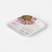 Farbenfrohe Sonnenblumenpfirsichblume Leaf Geburts Pappteller (Gewinkelt)