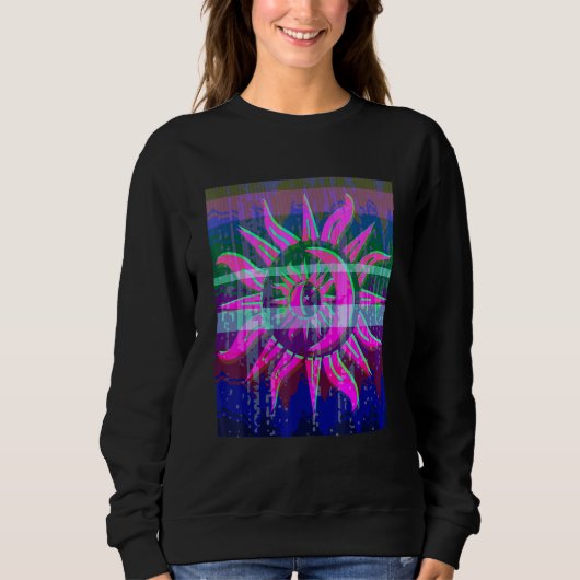 Farbenfrohe Sonnengeräusche Vaporwave Sweatshirt (Vorderseite)
