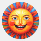 Farbenfrohe Sonnenkleber Runder Aufkleber (Vorderseite)