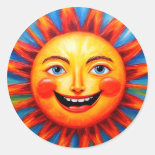 Farbenfrohe Sonnenkleber Runder Aufkleber