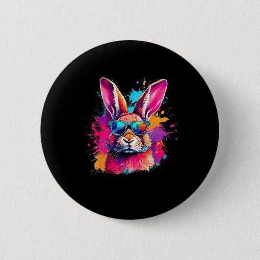 Farbenfrohe Sonnenkulisse mit glänzenden Osterferi Button (Vorderseite)