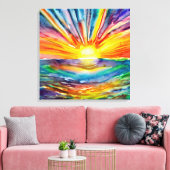 Farbenfrohe Sonnenstrahlen über dem Wasser Reflekt Leinwanddruck (Insitu (Wohnzimmer))