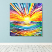 Farbenfrohe Sonnenstrahlen über dem Wasser Reflekt Leinwanddruck (Insitu (Holzboden))