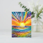 Farbenfrohe Sonnenstrahlen über dem Wasser Reflekt Postkarte (Stehend Vorderseite)