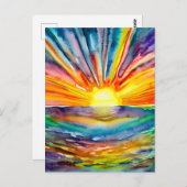 Farbenfrohe Sonnenstrahlen über dem Wasser Reflekt Postkarte (Vorne/Hinten)