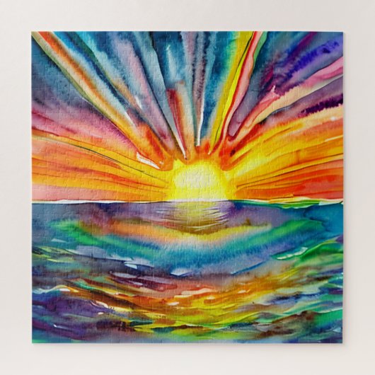 Farbenfrohe Sonnenstrahlen über dem Wasser Reflekt Puzzle (Vertikal)