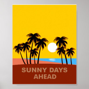 Farbenfrohe Sonnentage vor dem Strand Print Poster