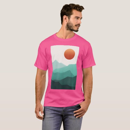 Farbenfrohe Sonnenuntergang Bergerlebnis Design Au T-Shirt (Vorne ganz)