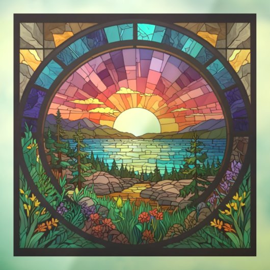 Farbenfrohe Sonnenuntergang Landschaft Imitate fes Fensteraufkleber (Blatt 3)