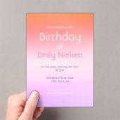 Farbenfrohe Sonnenuntergang Ombre Moderne Geburtst Acryleinladungen (Insitu (Handheld))