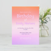 Farbenfrohe Sonnenuntergang Ombre Moderne Geburtst Einladung (Stehend Vorderseite)