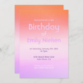 Farbenfrohe Sonnenuntergang Ombre Moderne Geburtst Einladung (Vorne/Hinten)