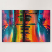 Farbenfrohe Sonnenuntergang Stadtrundgang Puzzle (Horizontal)