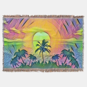 Farbenfrohe Sonnenuntergänge am Strand Aquarellbil Decke