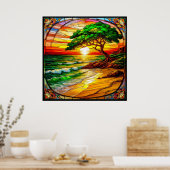 Farbenfrohe Sonnenuntergänge am Strand Poster (Küche)