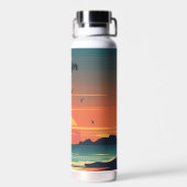 Farbenfrohe Sonnenuntergänge im Ozean Trinkflasche (Rückseite)