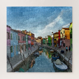 Farbenfrohe Sonnenuntergänge über Burano Insel Puzzle