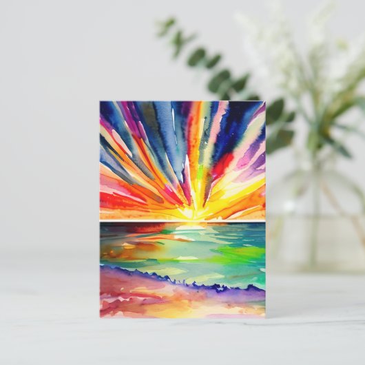 Farbenfrohe Sonnenuntergänge über dem Ozean Postkarte (Stehend Vorderseite)