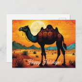 Farbenfrohe Sonnenuntergangskamel in der Wüste glü Postkarte (Vorne/Hinten)