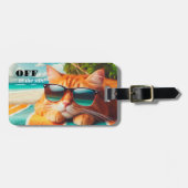 Farbenfrohe, sonnige Katze Gepäckanhänger (Vorderseite horizontal)